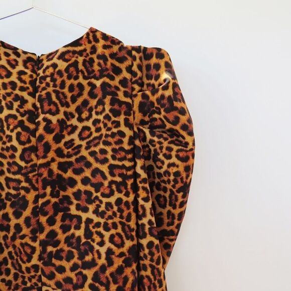 Lovers + Friends Dress Womens Small New Leopard Animal Print Puff Sleeve Mini - Picture 13 of 16